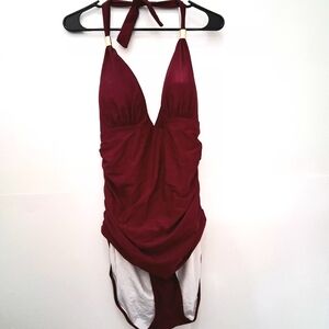 Burgundy Medium Coverage Swimsuit Size Tummy Control Size XXL